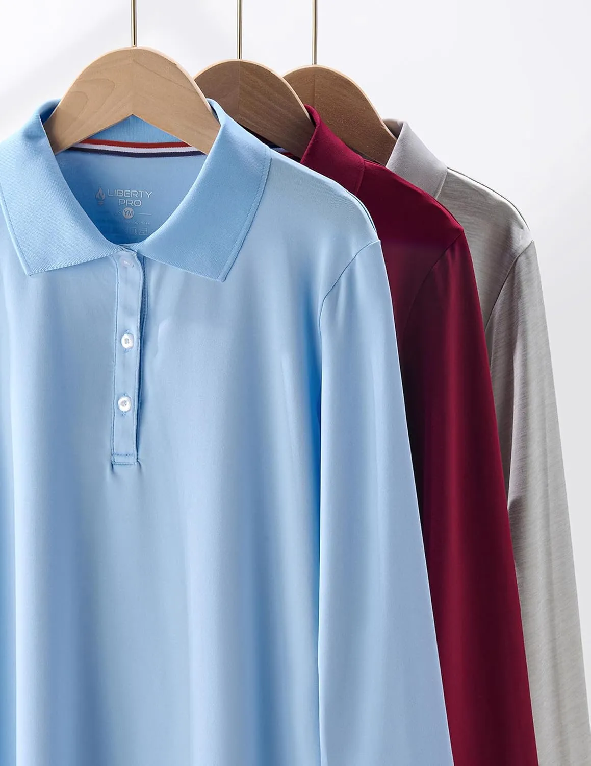 3 Pack Youth Girls' Performance Polo Shirts, Long Sleeve Pique Collared Kids School Uniform Tops