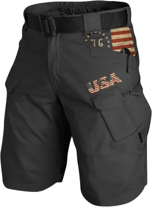 4th of July Cargo Shorts for Men Graphic Expandable Waistband Shorts Patriotic Zipper Pockets Outdoor Pants