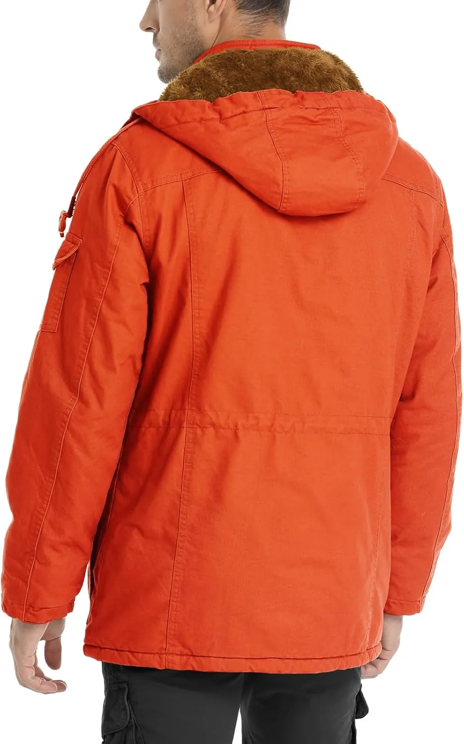 CHEXPEL Men's Thick Winter Jackets with Hood Fleece Lining Cotton Military Jackets Work Coats with Cargo Pockets Outwear