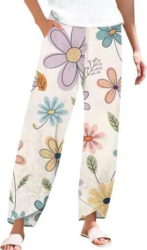 Chino Pants for Women Casual Fashion Boho High Waisted Flowy Summer Dressy 2025 Trousers