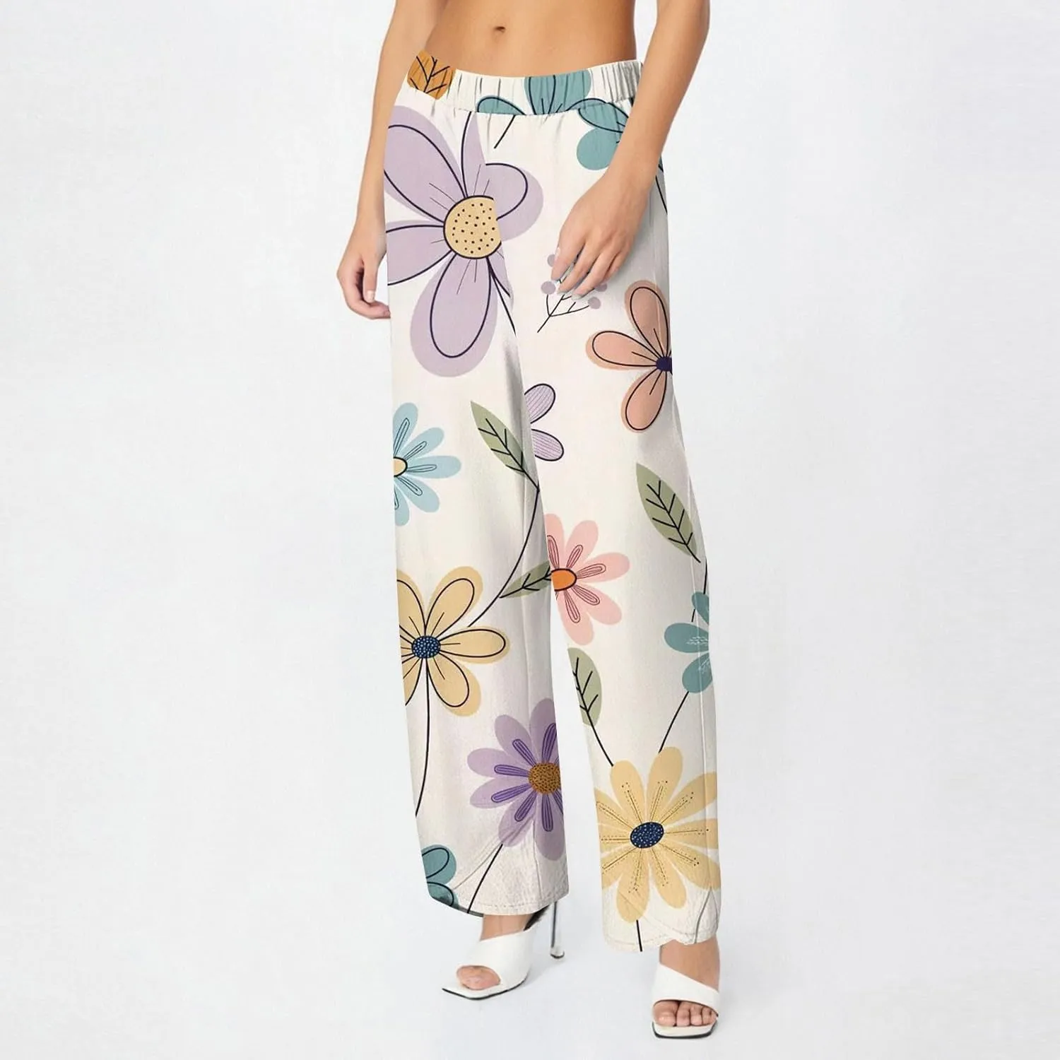 Chino Pants for Women Casual Fashion Boho High Waisted Flowy Summer Dressy 2025 Trousers