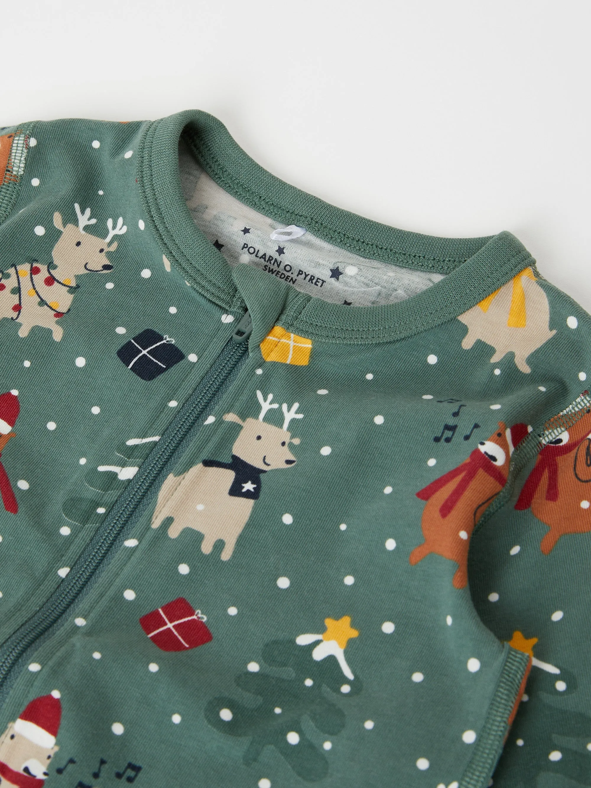 Christmas Print Baby Sleepsuit