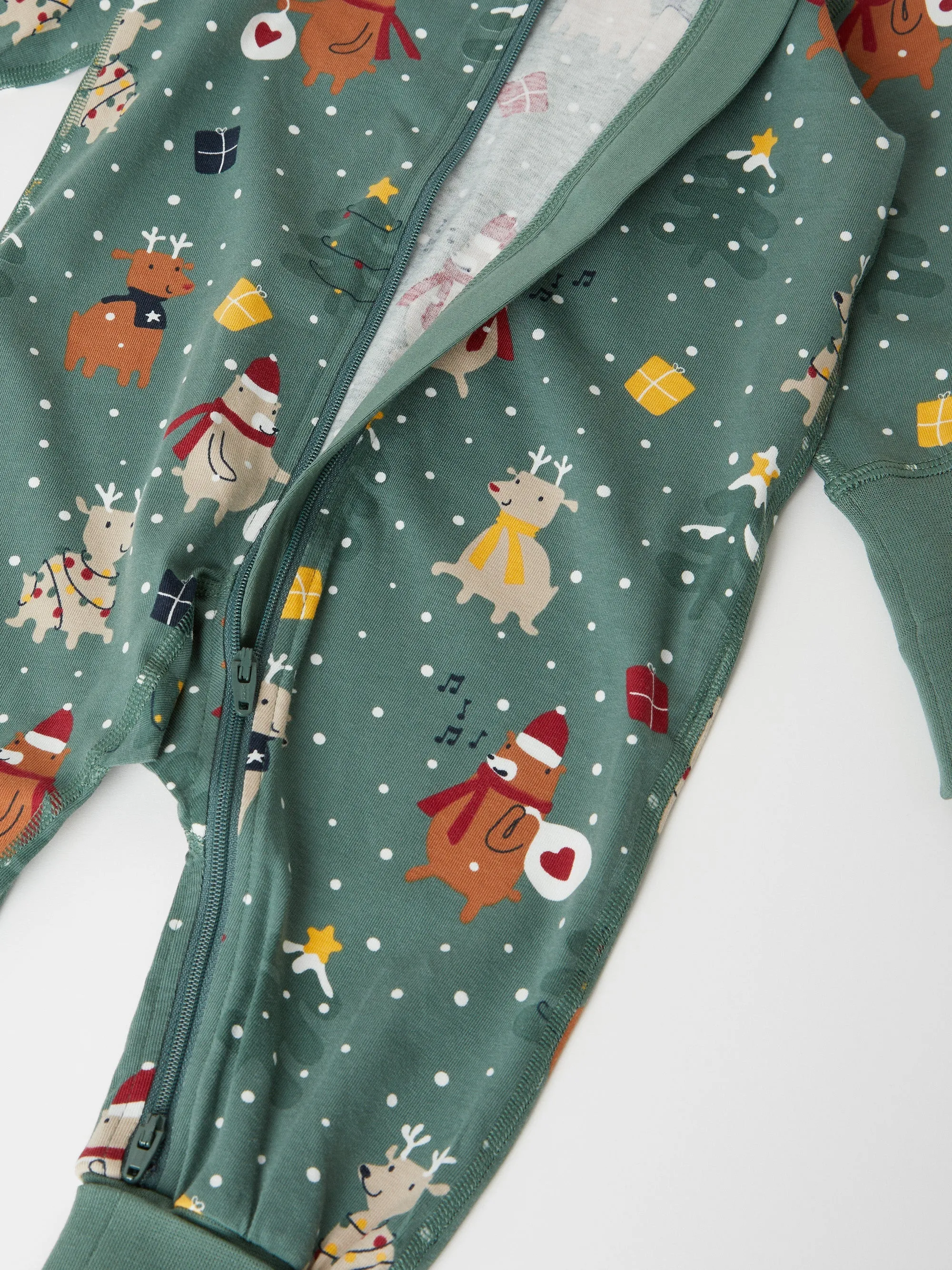 Christmas Print Baby Sleepsuit