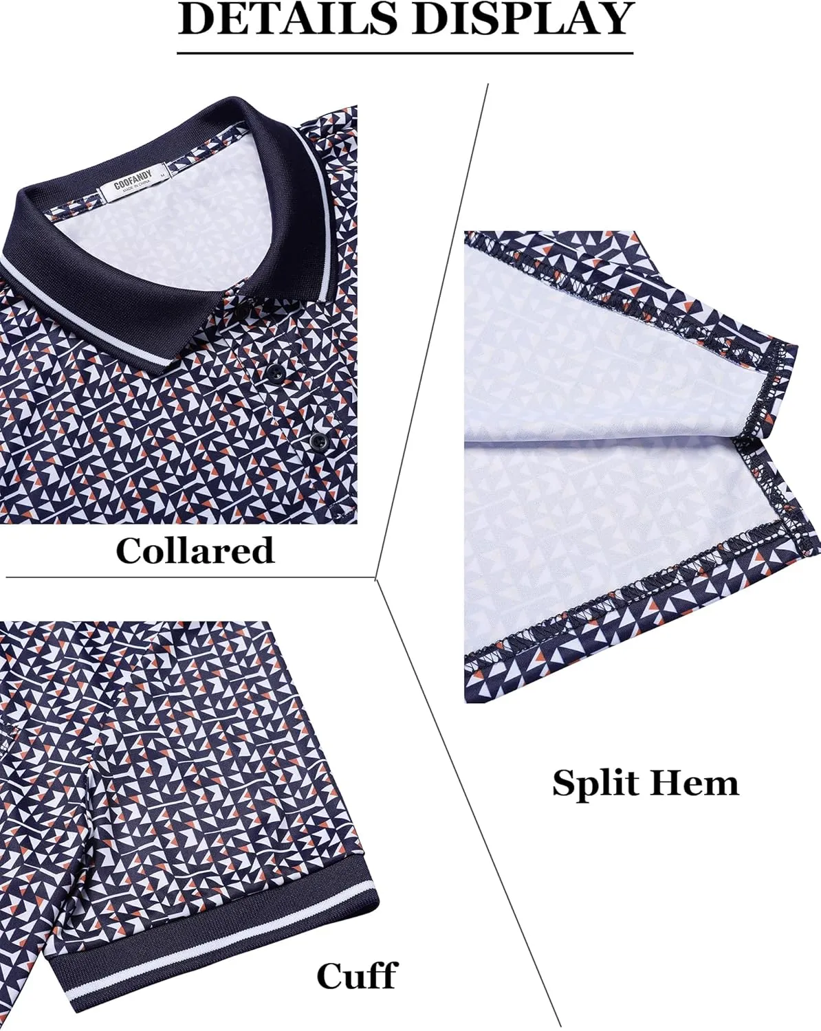 COOFANDY Men's Polo Shirts Short Sleeve Print Performance Golf Shirts Fashion Casual Beach Collared T-Shirts
