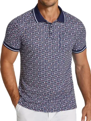 COOFANDY Men's Polo Shirts Short Sleeve Print Performance Golf Shirts Fashion Casual Beach Collared T-Shirts