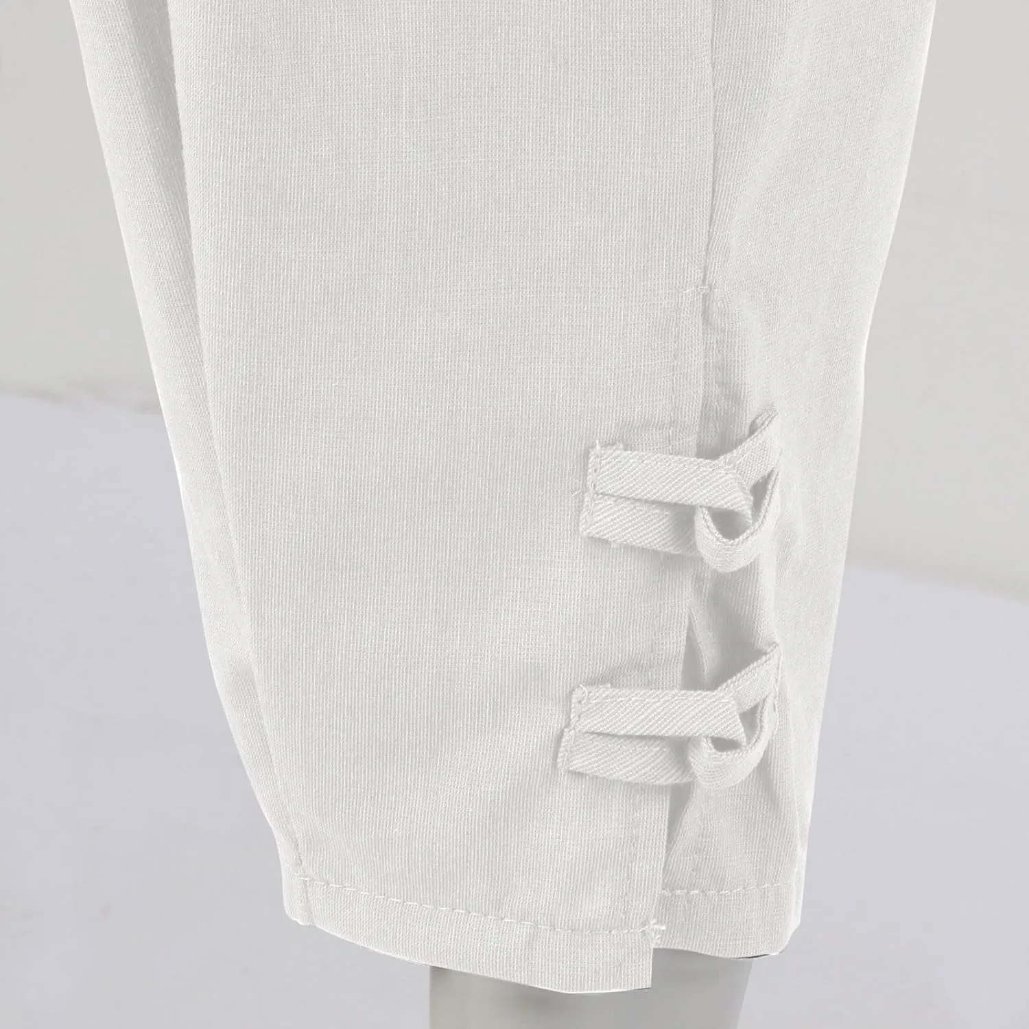 Cotton Linen Pants Men Casual Drawstring Elastic Waist Harem Plus Size Capris Lightweight Yoga Hippie Baggy Trousers