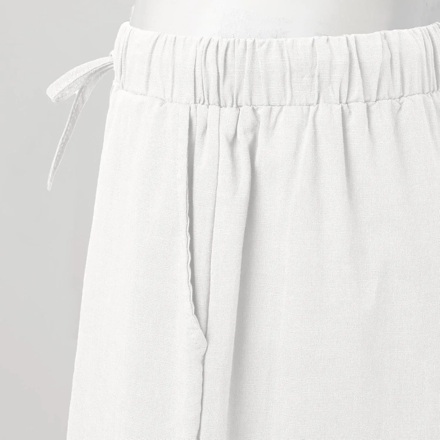 Cotton Linen Pants Men Casual Drawstring Elastic Waist Harem Plus Size Capris Lightweight Yoga Hippie Baggy Trousers