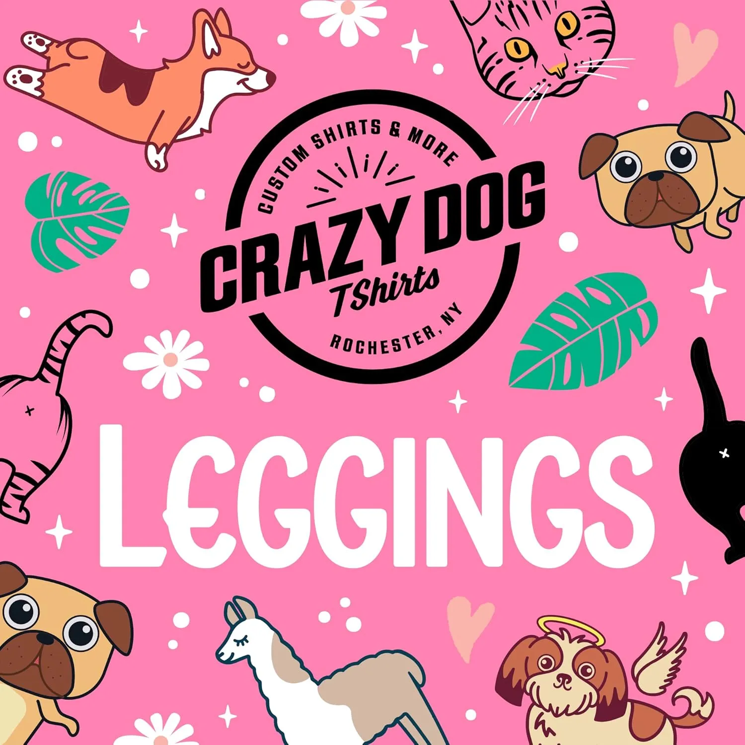 Crazy Dog T-Shirts Womens Funny Leggings Cute Elastic Tights for Ladies Workout Running Yoga Pants
