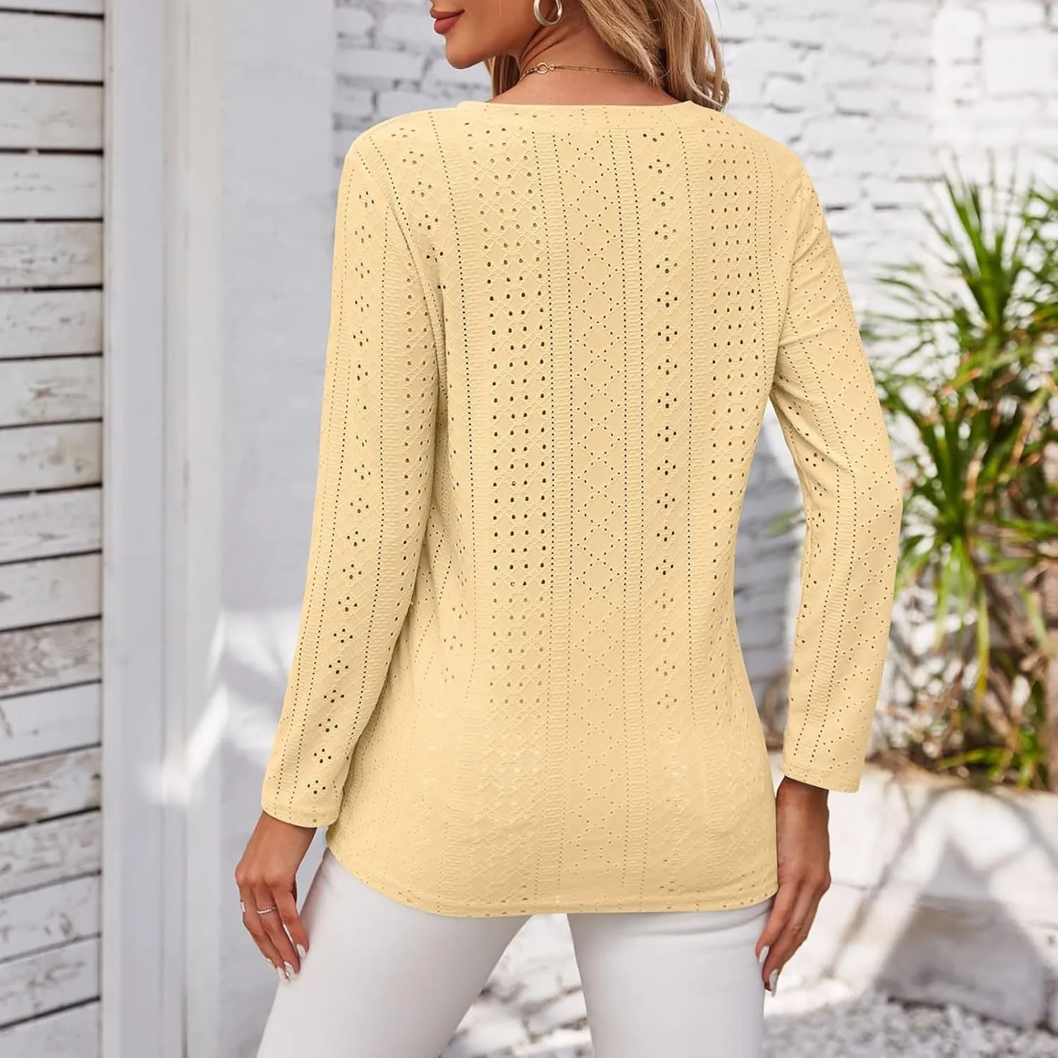 Crop Button Up Shirts for Women Paneled Button Long Sleeve Knit Top Lightweight Slim Basic Knit Tunic Tops Blouse