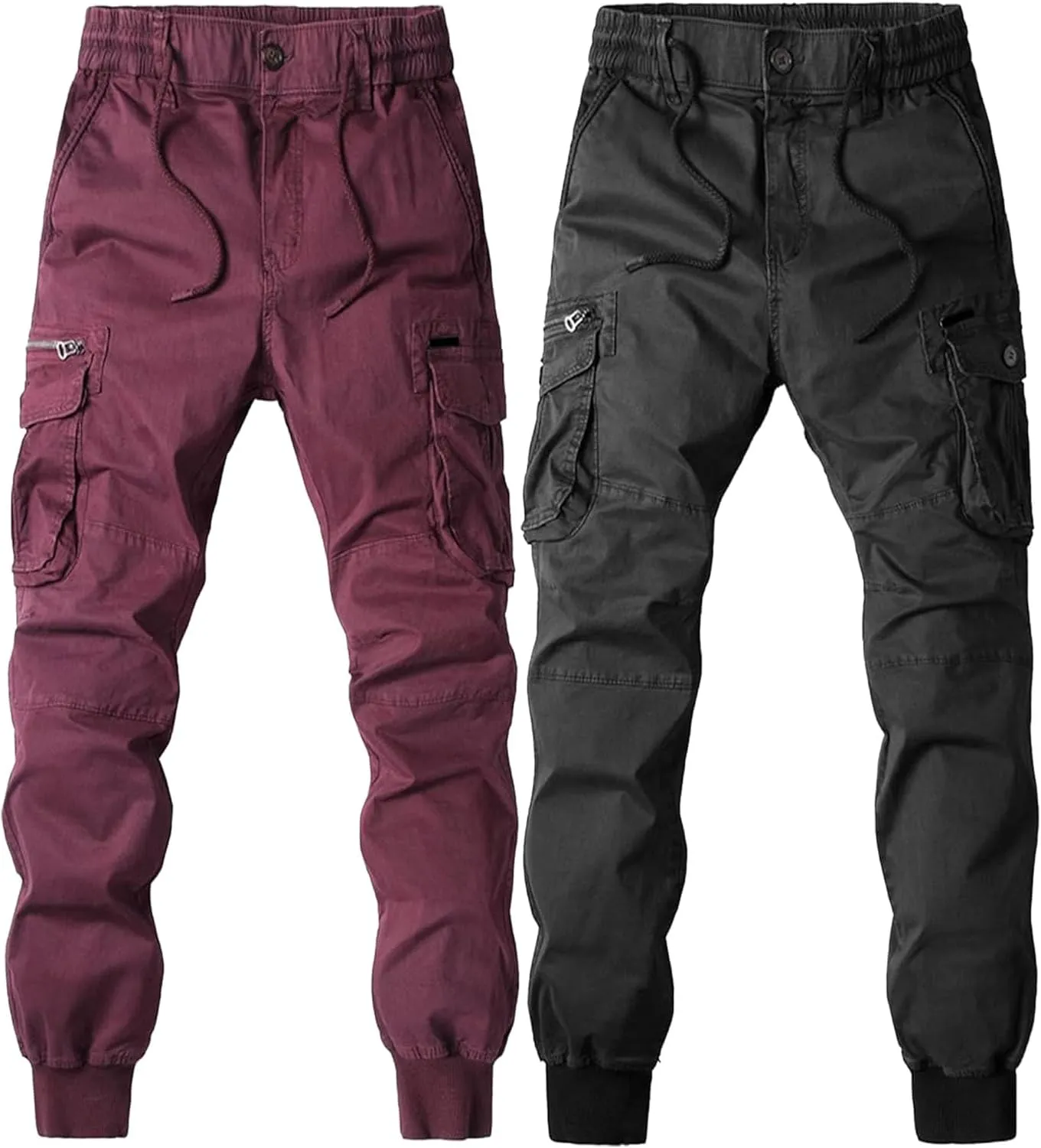 Drawstring Casual Cargo Pants for Men Multi-Pockets Military Cargo Trousers Lightweight Athletic Hiking Sweatpants