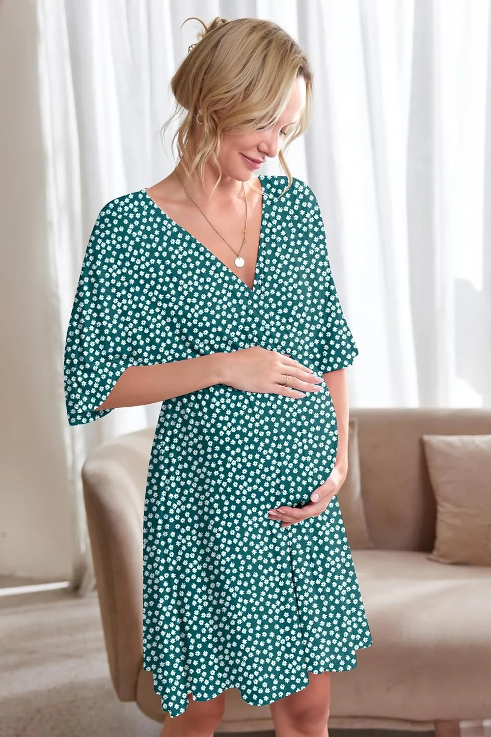 Ekouaer 3 in 1 Labor/Delivery/Hospital Gown Maternity Dress Nursing Nightgown Sleepwear for Breastfeeding