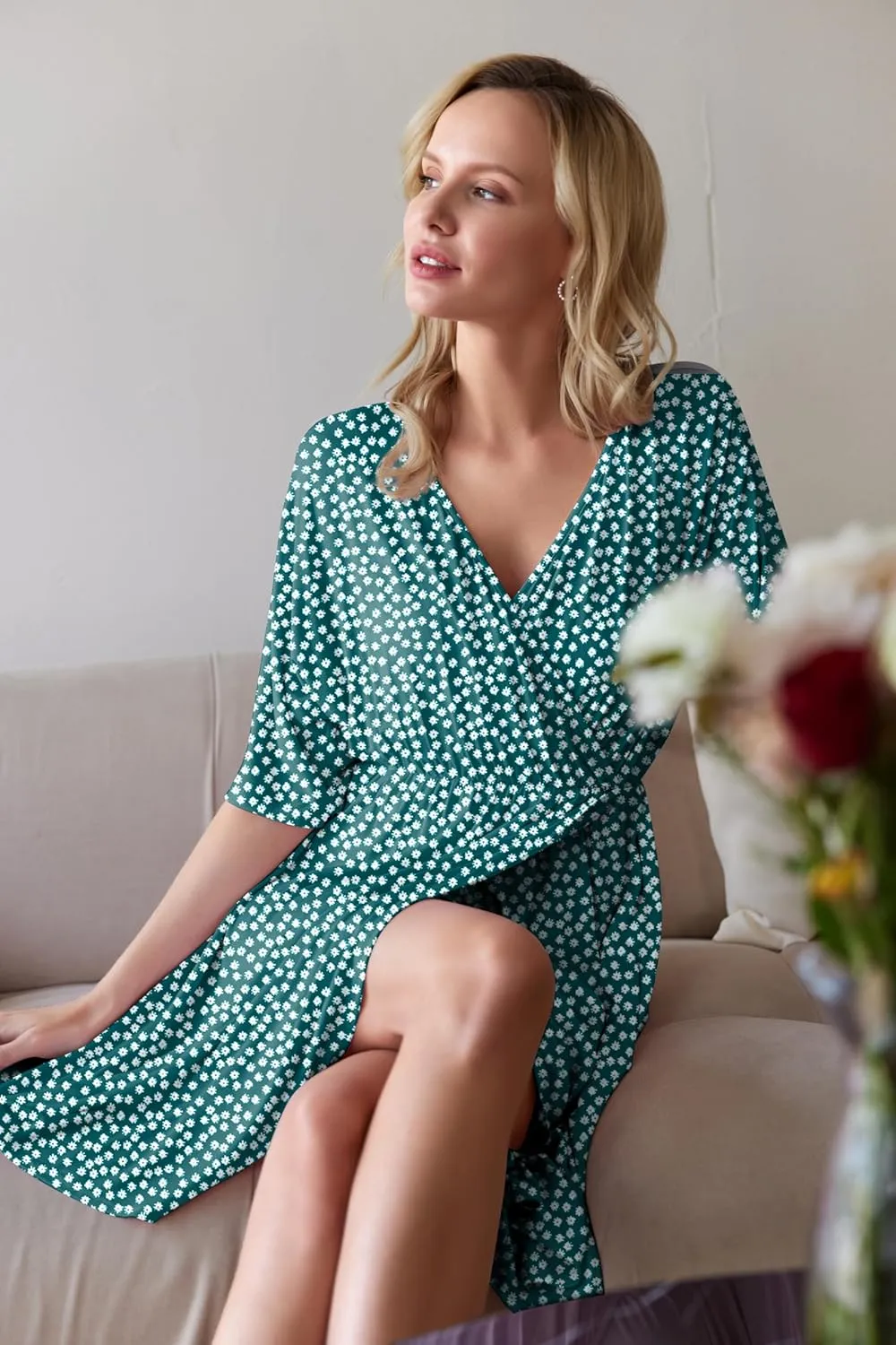 Ekouaer 3 in 1 Labor/Delivery/Hospital Gown Maternity Dress Nursing Nightgown Sleepwear for Breastfeeding