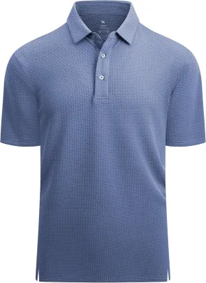 Esabel.C Bubble Men's Polo Shirts Short Sleeve Stretch Casual Jacquard Collared Golf Polo Shirts for Men