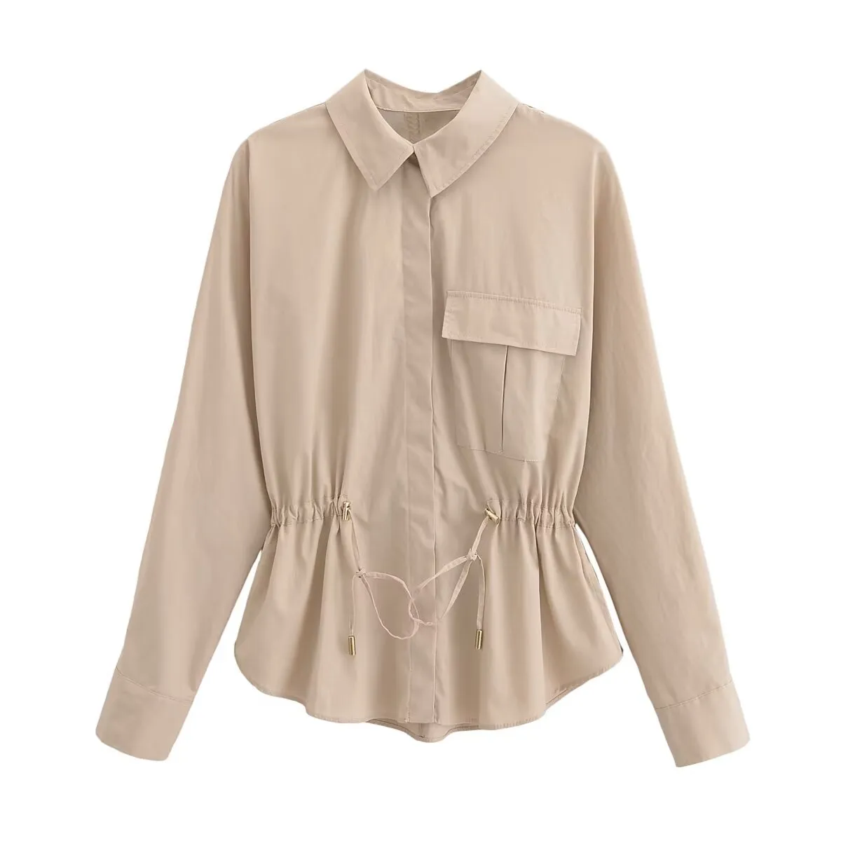 Fall Women Clothing Casual Simple All Matching Work Clothes Shirt