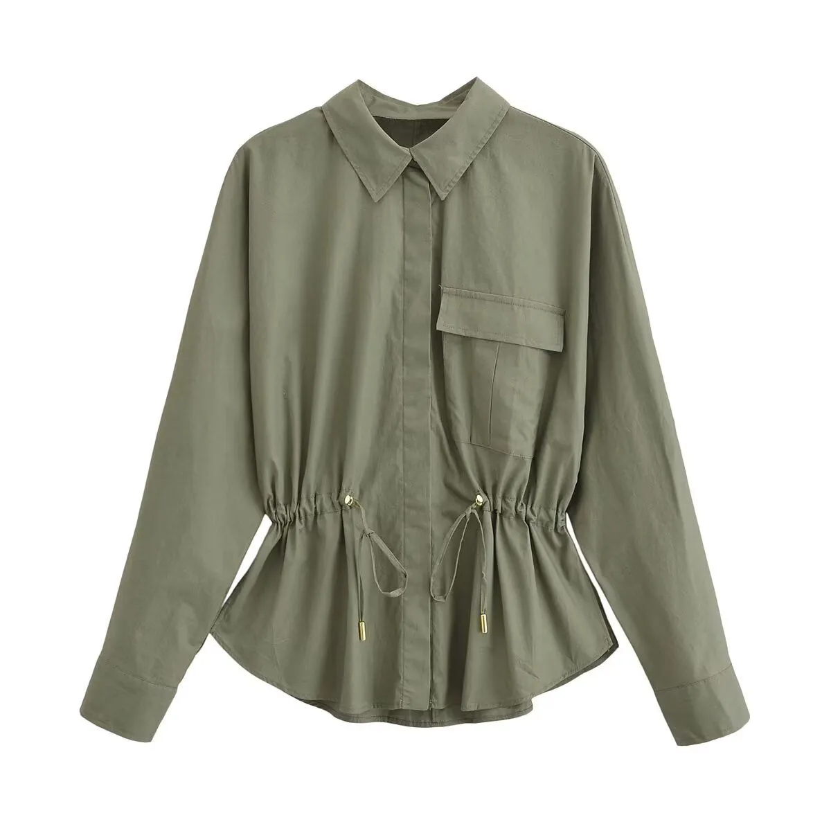 Fall Women Clothing Casual Simple All Matching Work Clothes Shirt