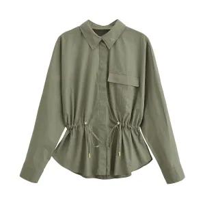 Fall Women Clothing Casual Simple All Matching Work Clothes Shirt