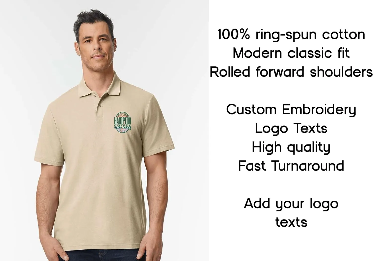 INK STITCH Men 64800 Custom Embroidery Logo Texts Cotton Pique Polo Shirts