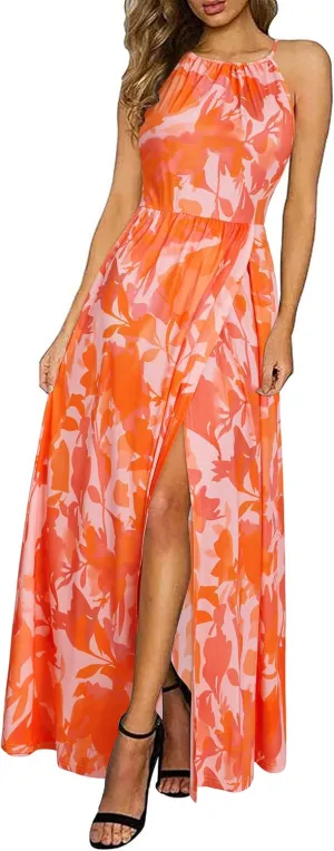 KILIG Women's Summer Maxi Dress 2025 Casual Sleeveless Split Floral Sundress Beach Vacation Flowy Long Dresses