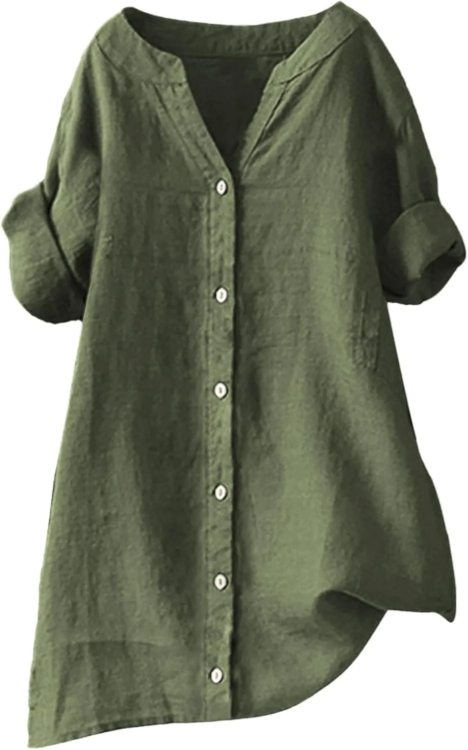 Linen Tops for Women Womens Button Down Shirt Color Sleeve Collar Casual Shirt Cotton Blouses for Casual