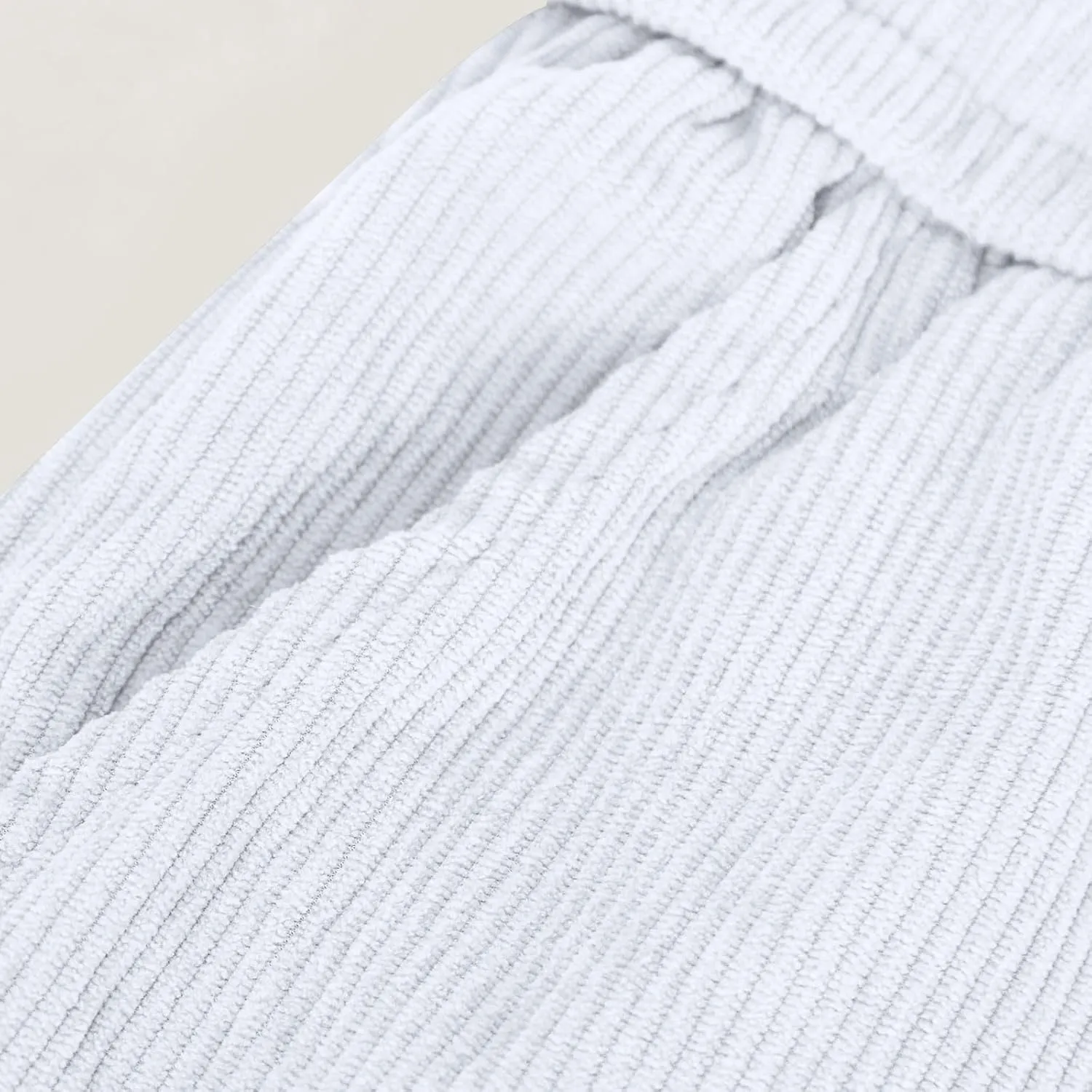 Men's Corduroy Pant Regular Fit Tapered Trousers Solid Color Casual Pants Drawstring Sweatpants Elastic Waist Bottoms