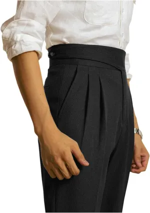 Men's Corduroy Pants Slim Fit High Waisted Pant Retro Texture Trousers Formal Business Casual Pleated Dress Pant