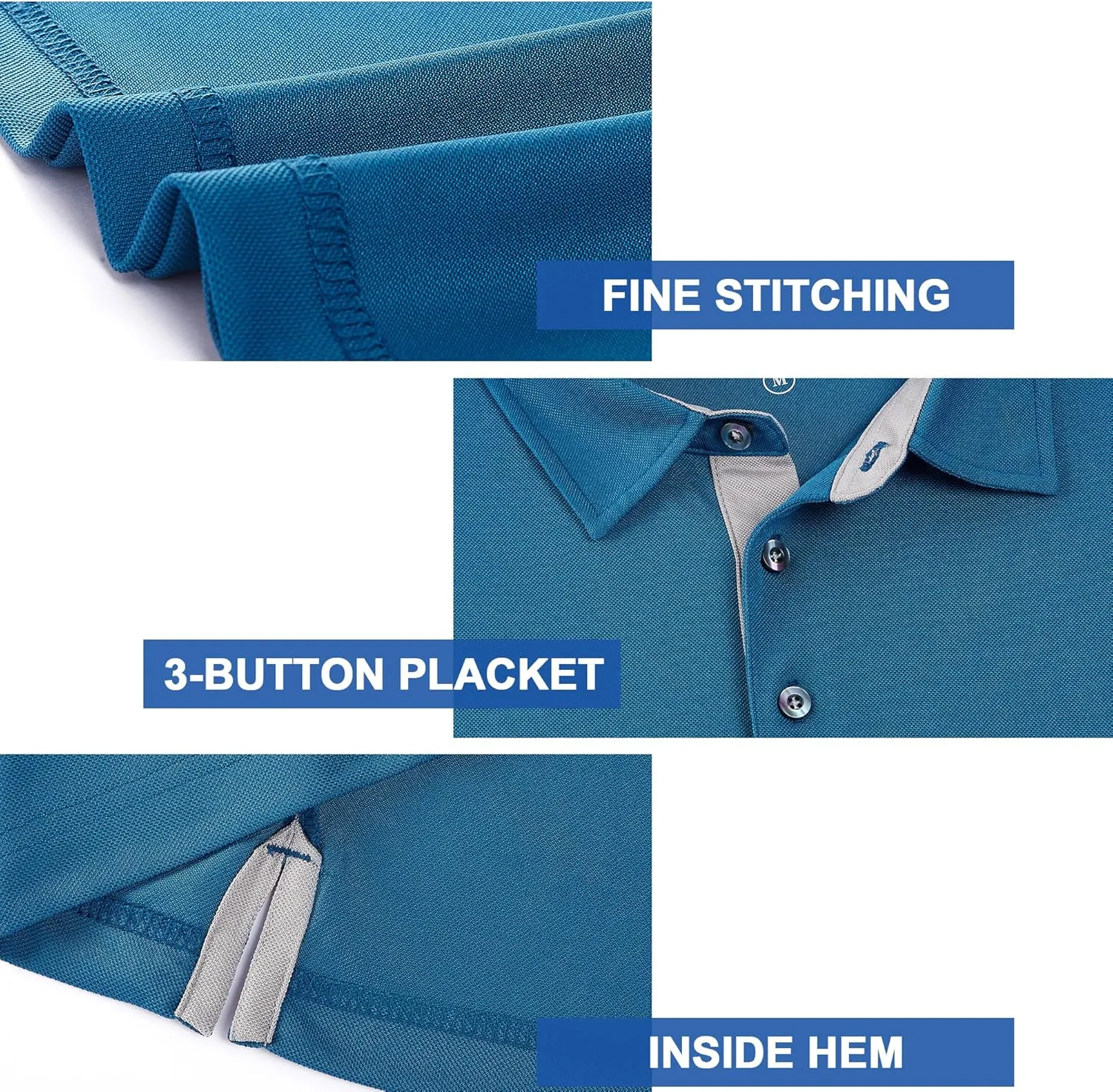 Mens Golf Shirt Short Sleeve Moisture Wicking Dry Fit Performance Solid Casual Pique Collared Golf Polo Shirts for Men