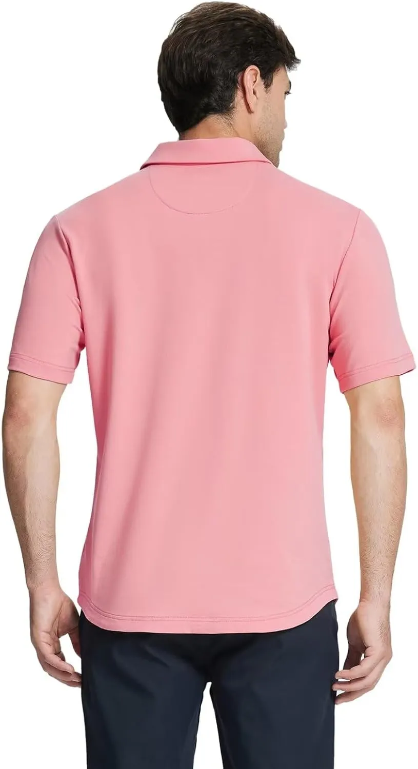 Mens Quarter Zip Polo Shirt Long and Short Sleeve Collared Shirts Moisture Wicking Performance Golf Polo Shirts