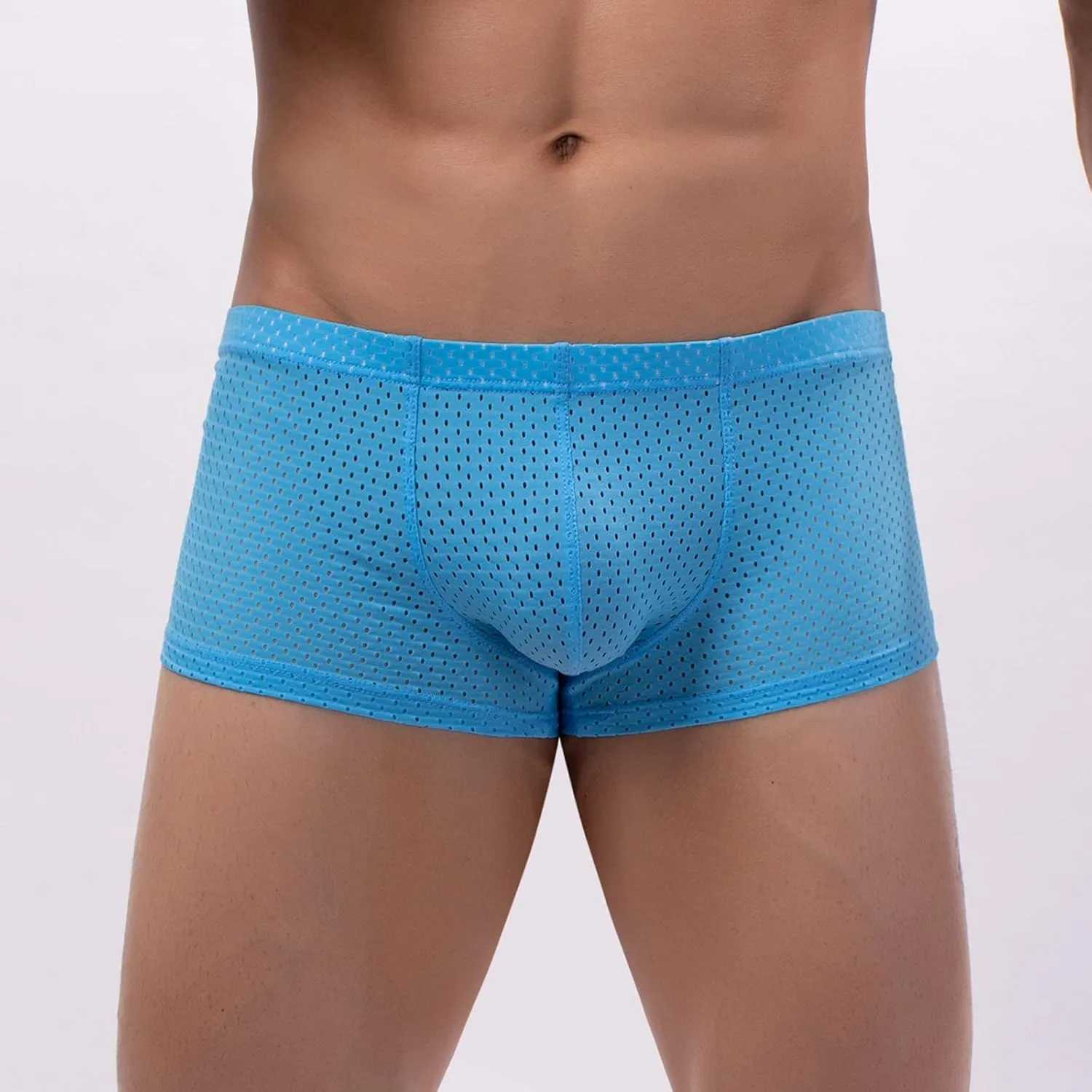 Mens Underwear Boxers Men's Solid Mesh Net Breathable Reguard Rise Pouch Boxer Briefs Sports Underpants Trunks