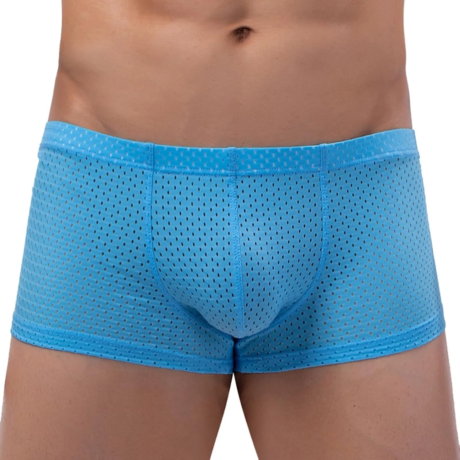 Mens Underwear Boxers Men's Solid Mesh Net Breathable Reguard Rise Pouch Boxer Briefs Sports Underpants Trunks
