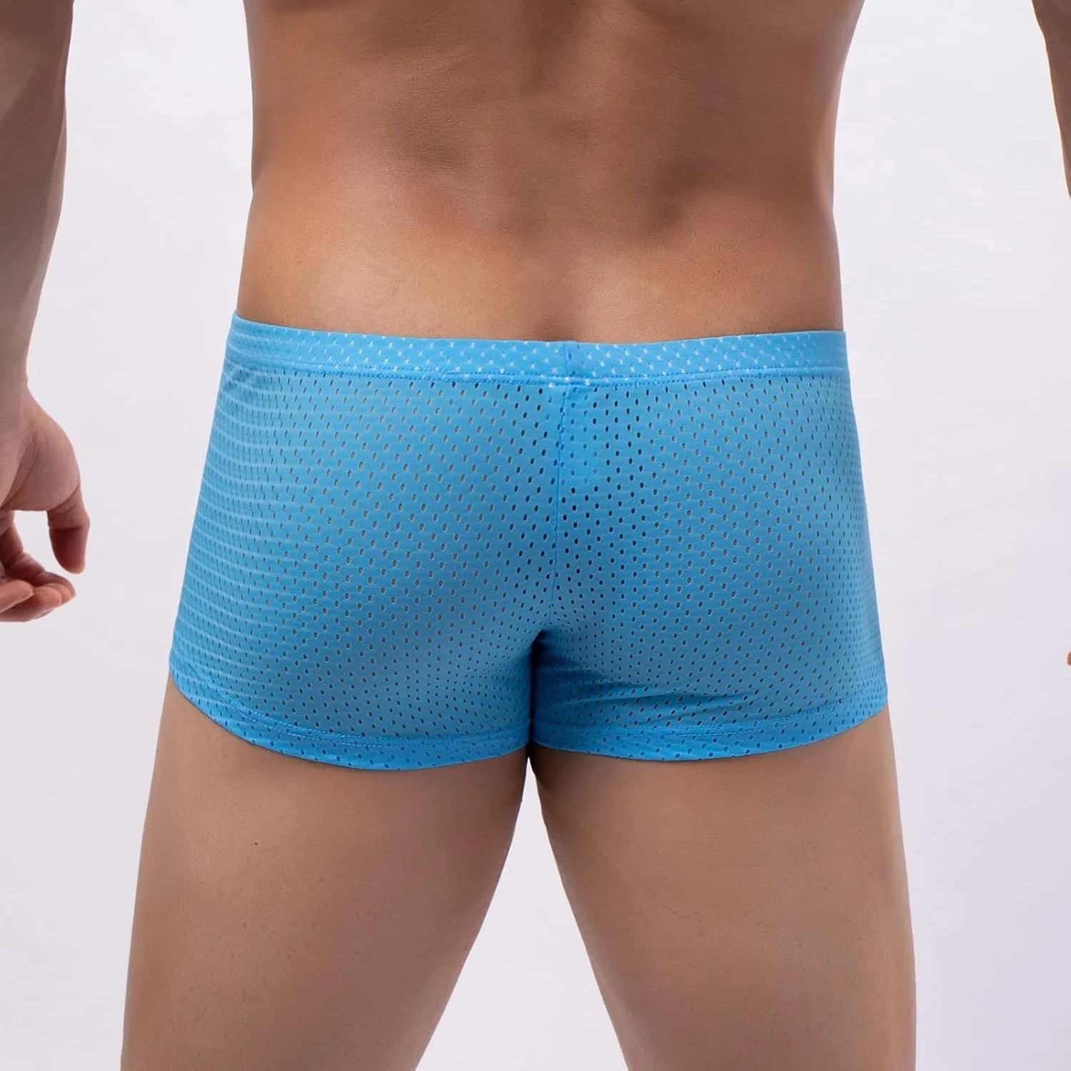 Mens Underwear Boxers Men's Solid Mesh Net Breathable Reguard Rise Pouch Boxer Briefs Sports Underpants Trunks