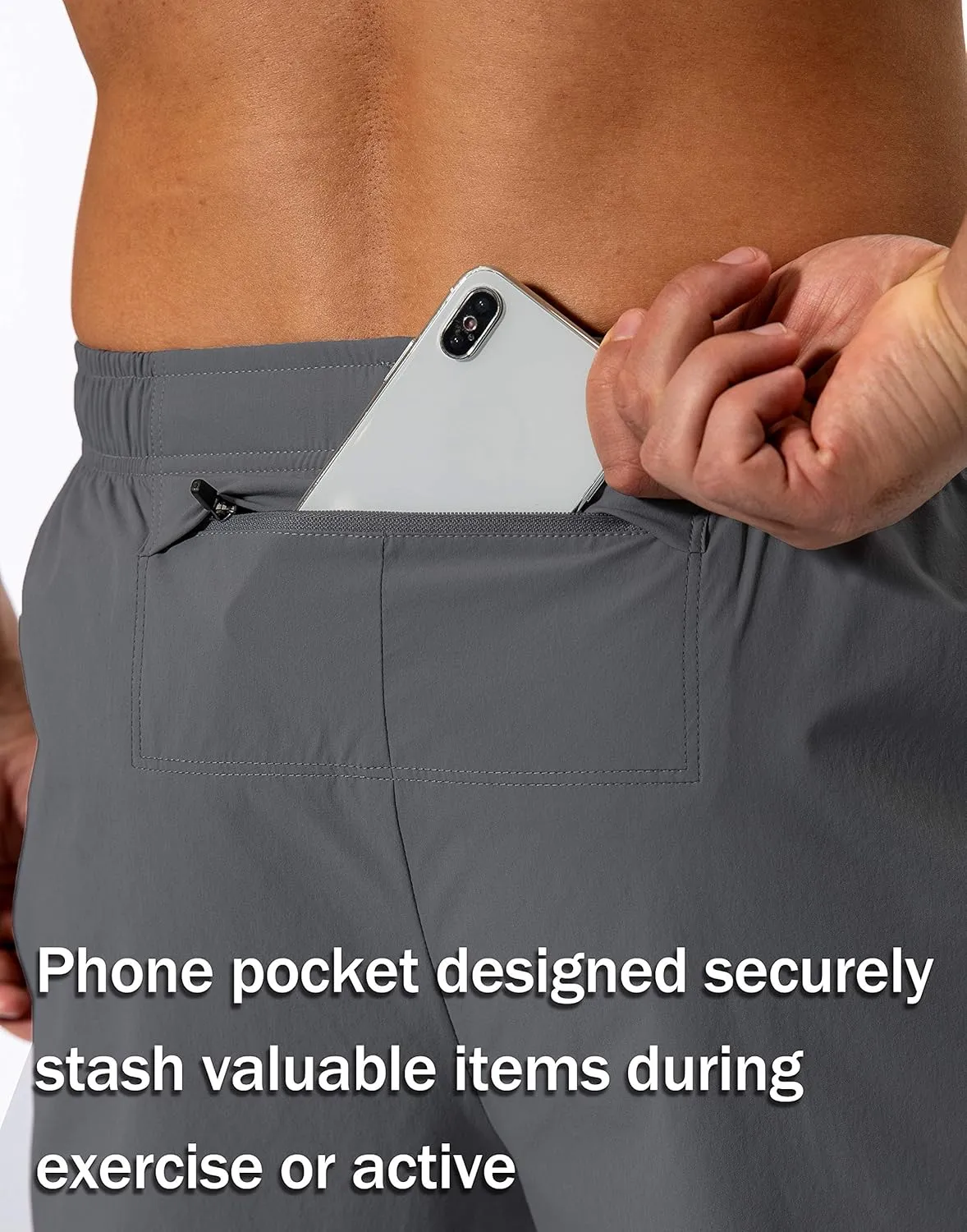 Pudolla Men's Workout Athletic Pants Elastic Waist Jogging Running Pants for Men with Zipper Pockets