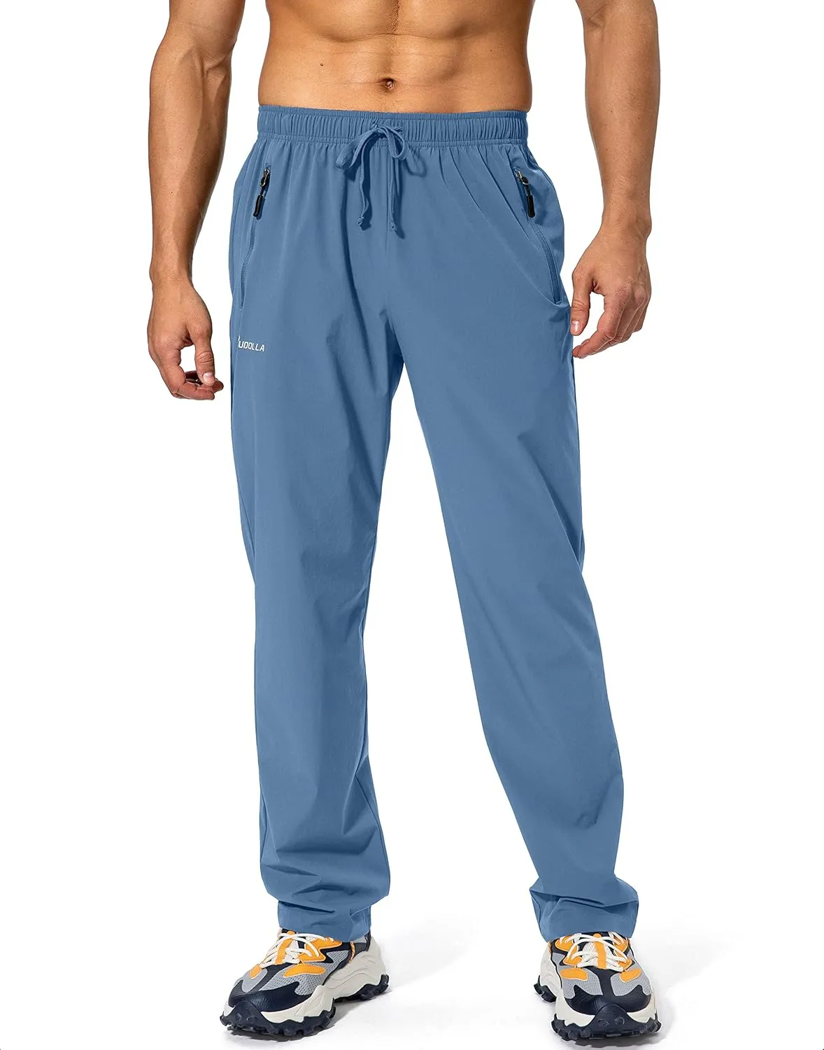 Pudolla Men's Workout Athletic Pants Elastic Waist Jogging Running Pants for Men with Zipper Pockets