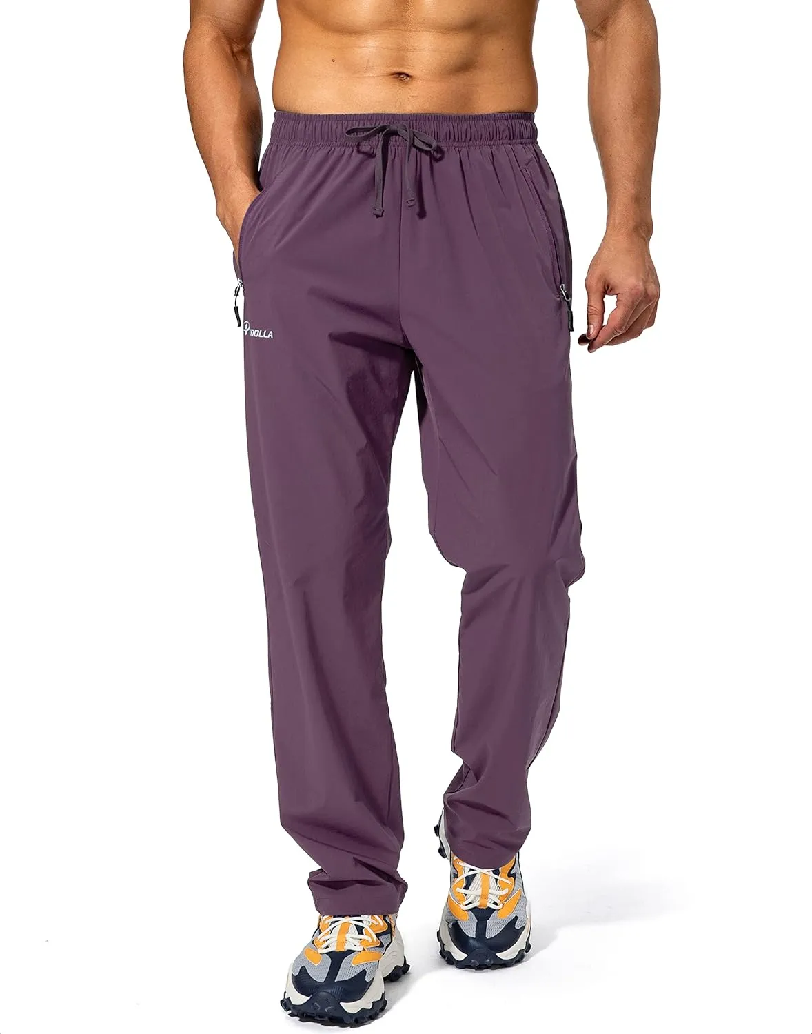Pudolla Men's Workout Athletic Pants Elastic Waist Jogging Running Pants for Men with Zipper Pockets
