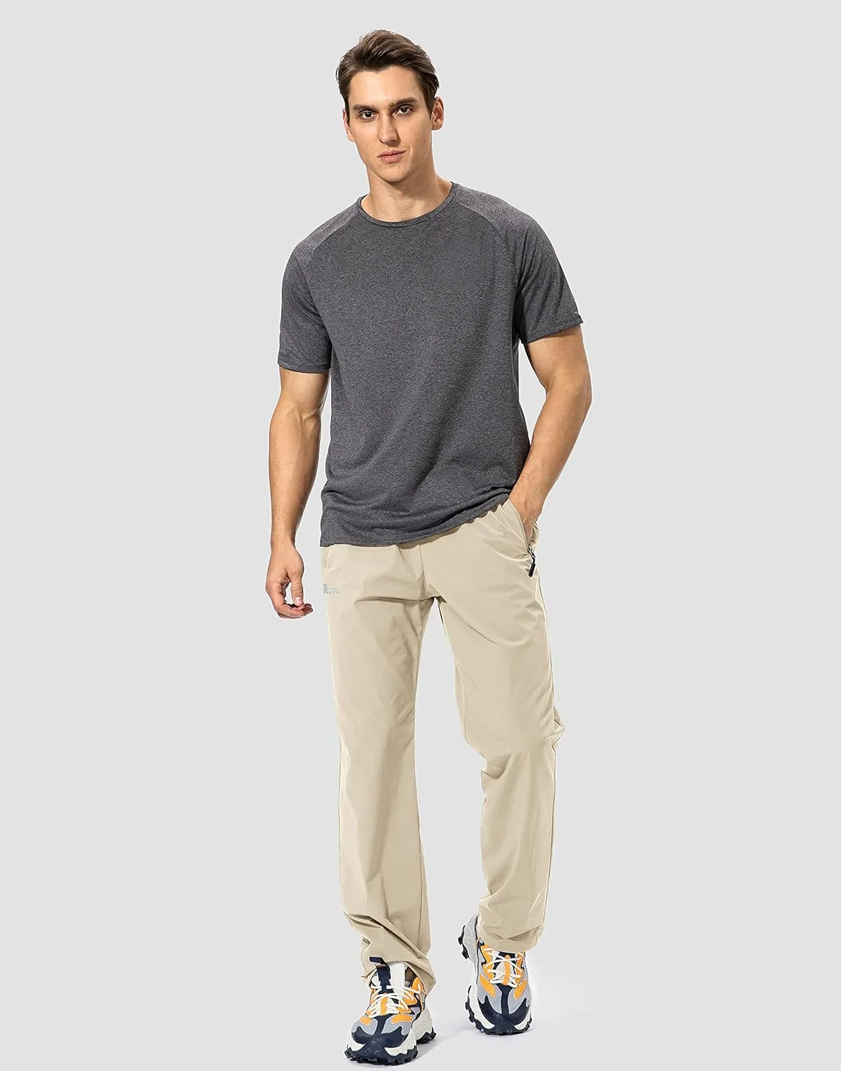 Pudolla Men's Workout Athletic Pants Elastic Waist Jogging Running Pants for Men with Zipper Pockets