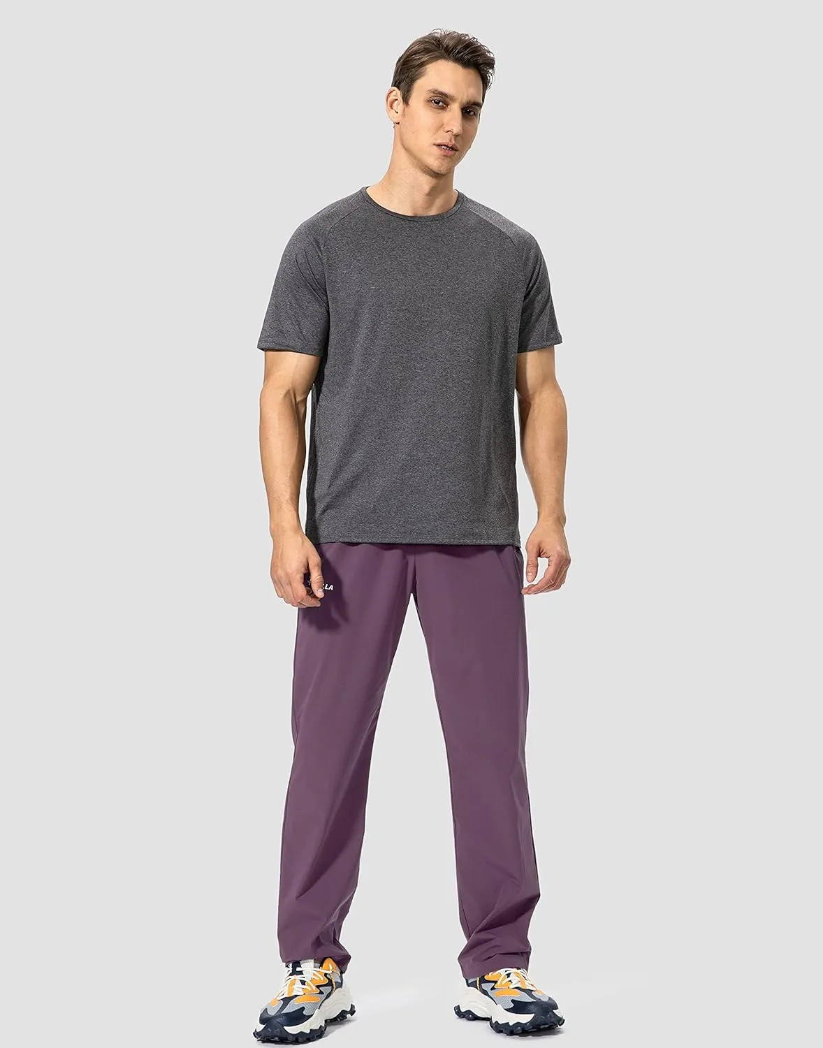 Pudolla Men's Workout Athletic Pants Elastic Waist Jogging Running Pants for Men with Zipper Pockets