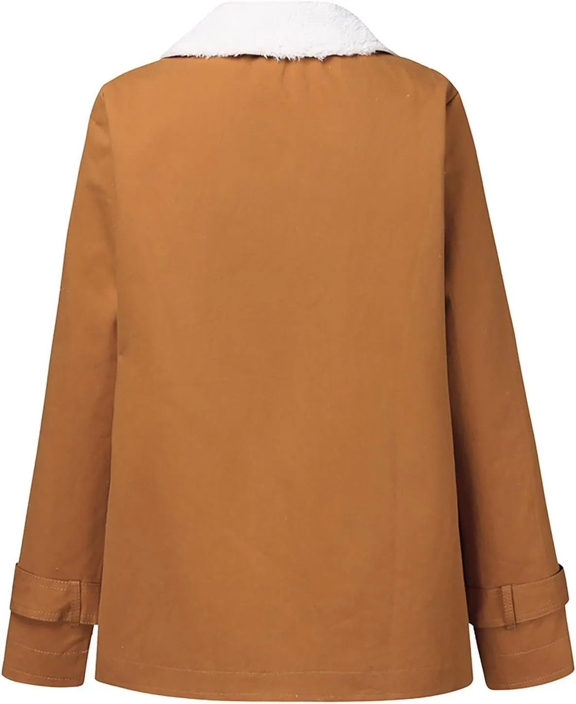 QWENTMTNTY Winter Coats for Women Fleece Lined Plus Size Sherpa Jacket Fashion Lapel Thicken Coat Thermal Outerwear Pockets