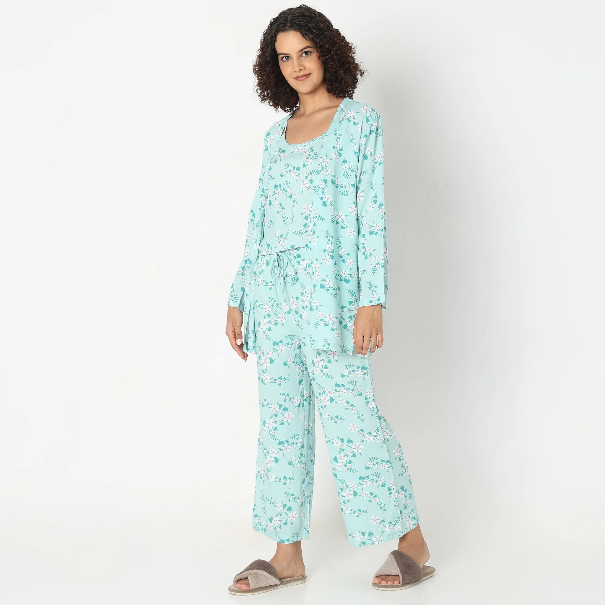 Regular Fit Tropical Sleepwear Lounge Shrug