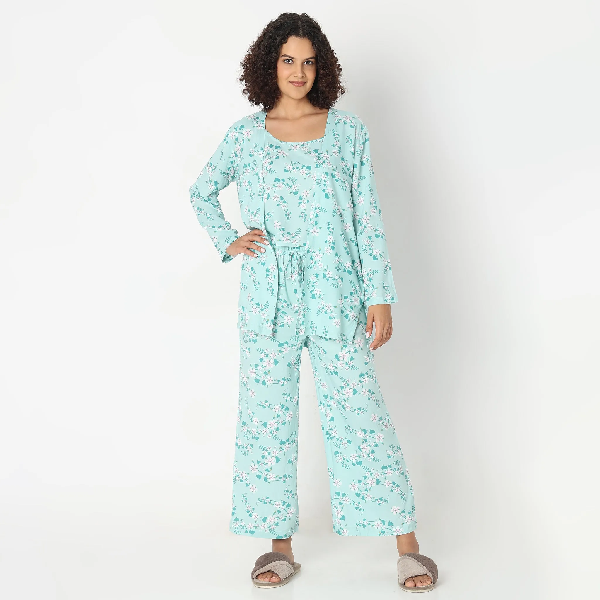 Regular Fit Tropical Sleepwear Lounge Shrug