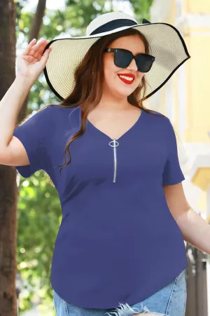 RITERA Plus Size Tops for Womens Polo Shirt Zipper Tshirt Office Business V Neck Tunic Work Blouses Dressy Collared Clothes