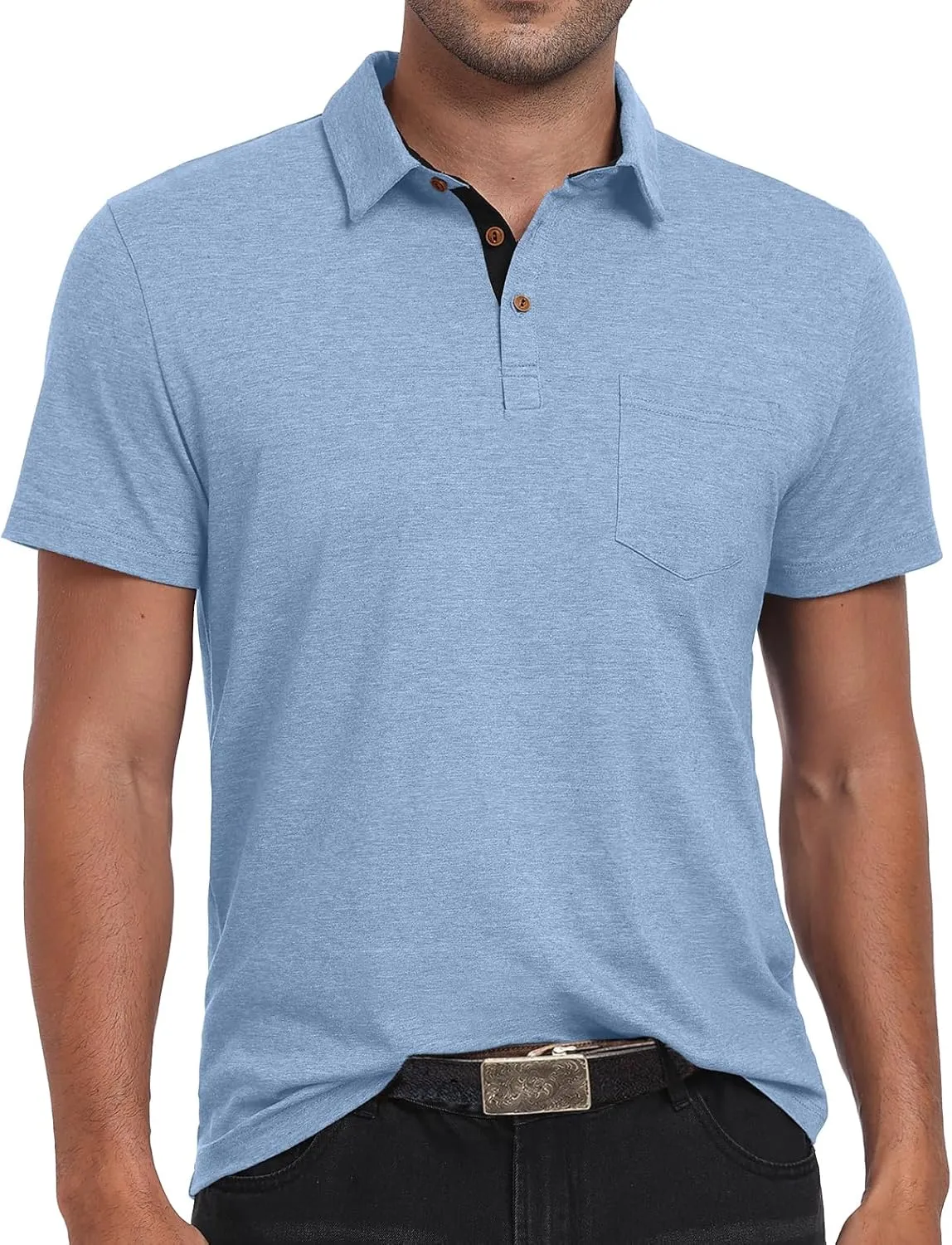 Sailwind Men's Cotton Polo Shirts Short Sleeve Casual Summer Shirts Classic Collared Golf Shirt with Pocket