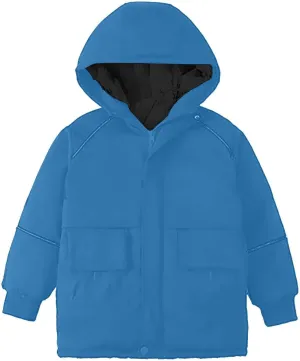 Toddler Youth Long Parka Boys Girls Winter Warm Fleece Linen Puffer Jackets Padded Outerwear Hooded Coats Clothes