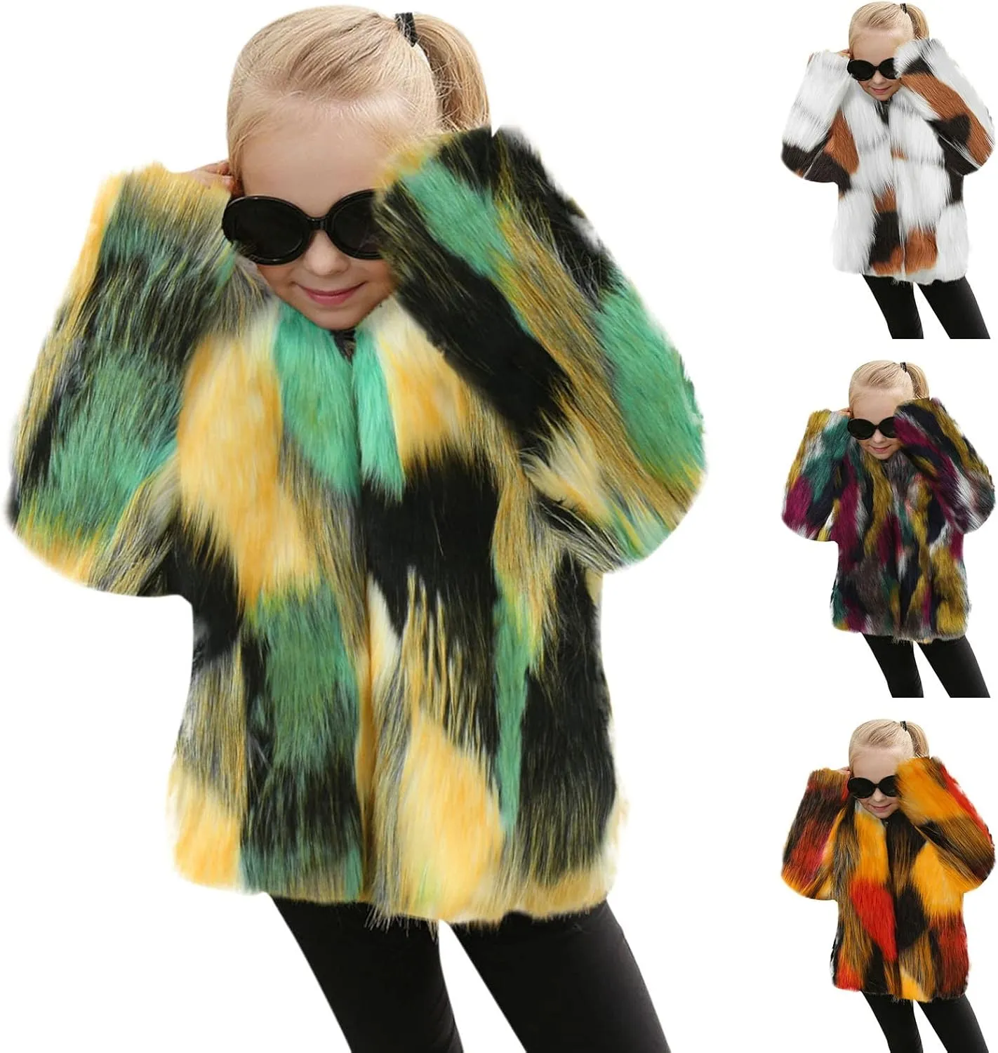 Winter Warm Coats for Girls Elegant Faux Fr Coat Furry Faux Jacket Long Sleeve Outerwear Long Winter Jackets for Girls
