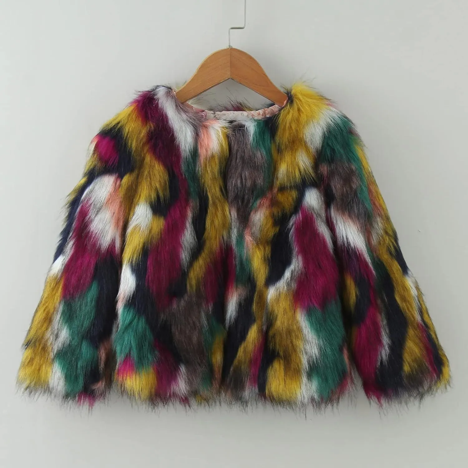 Winter Warm Coats for Girls Elegant Faux Fr Coat Furry Faux Jacket Long Sleeve Outerwear Long Winter Jackets for Girls