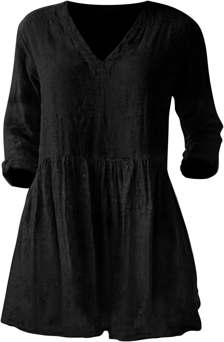 Womens Cotton Linen High Low Flowy Tunic Tops Casual V Neck Long Sleeve Loose Oversized Blouse Summer Beach Shirts