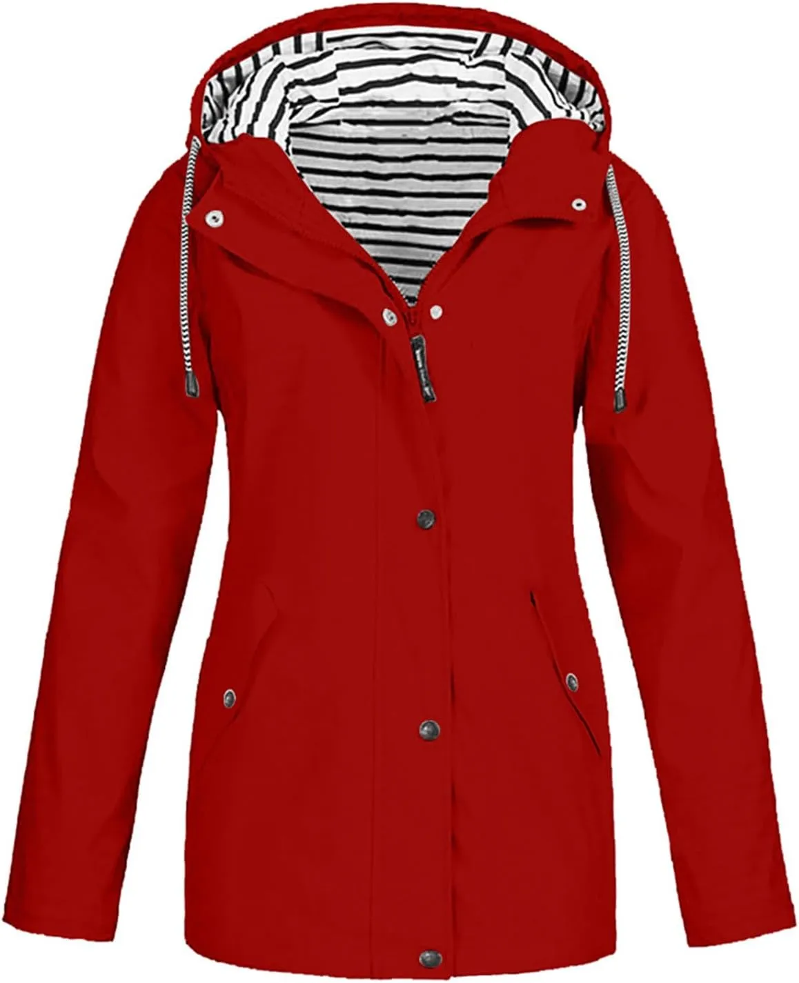 Womens Rain Jacket with Hood Raincoat Windbreaker Waterproof Long Hooded Trench Coats Spring Jackets for Women